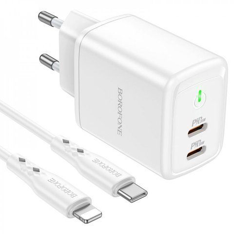 Home Charger 35W 2 PD3.0 C to Lightning Cable (1m) Borofone BN9 &mdash; White К2-000073473 фото