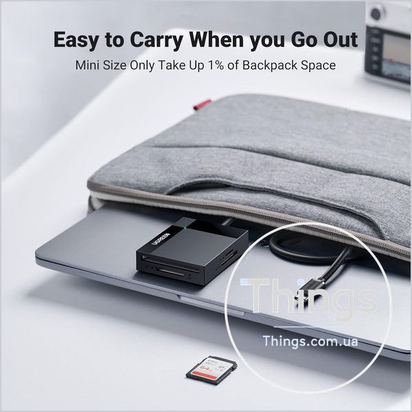 Кардрідер UGREEN (30333) USB 3.0 4-в-1 &mdash; SD / microSD (TF) / CF / MS, до 5 Гбіт/с, чорний K1-000792 фото