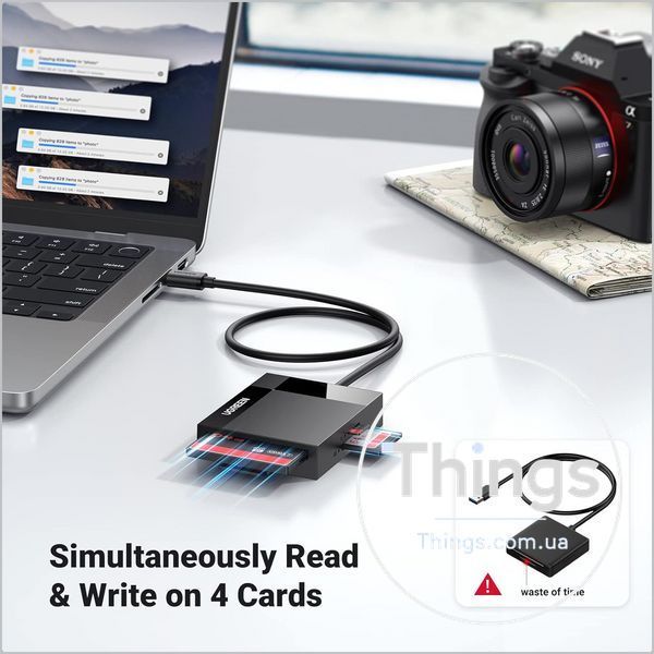 Кардрідер UGREEN (30333) USB 3.0 4-в-1 &mdash; SD / microSD (TF) / CF / MS, до 5 Гбіт/с, чорний K1-000792 фото