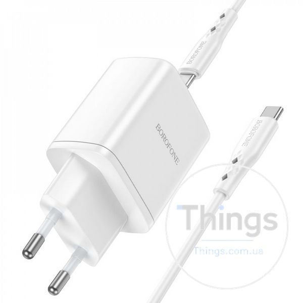 Home Charger 35W 2 PD3.0 C to Lightning Cable (1m) Borofone BN9 &mdash; White К2-000073473 фото