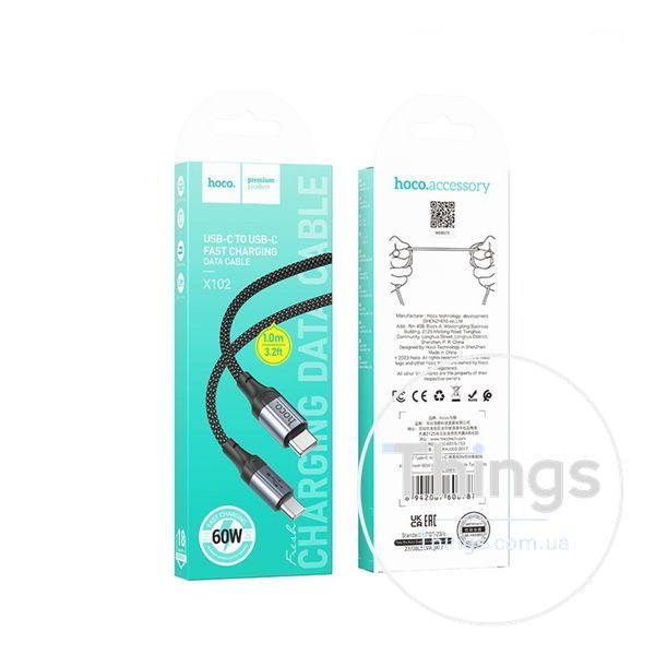Кабель USB Hoco X102 Type-C to Type-C 60W Од1-00045074 фото