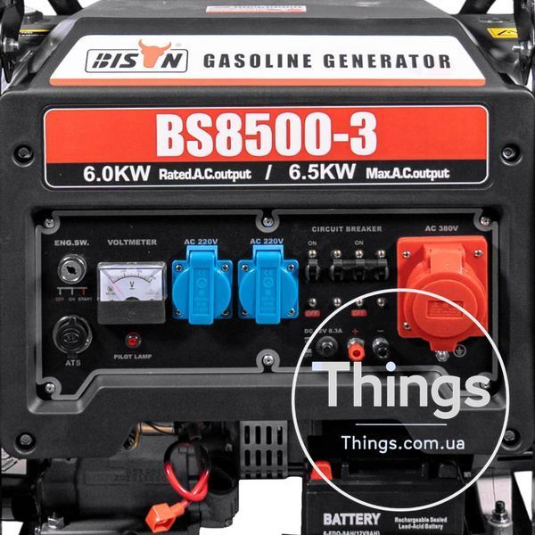 Генератор бензиновий трифазний 6 кВт Bison BS8500-3 K3-41-00408 фото