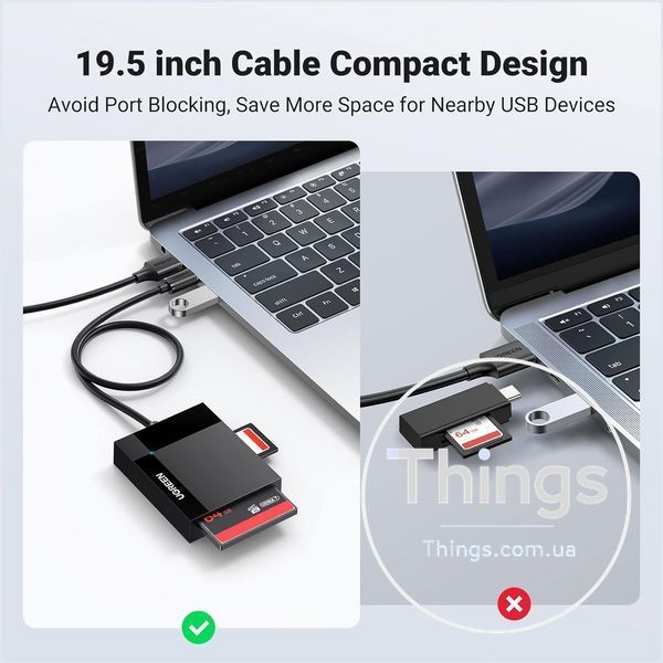 Кардрідер UGREEN (30333) USB 3.0 4-в-1 &mdash; SD / microSD (TF) / CF / MS, до 5 Гбіт/с, чорний K1-000792 фото