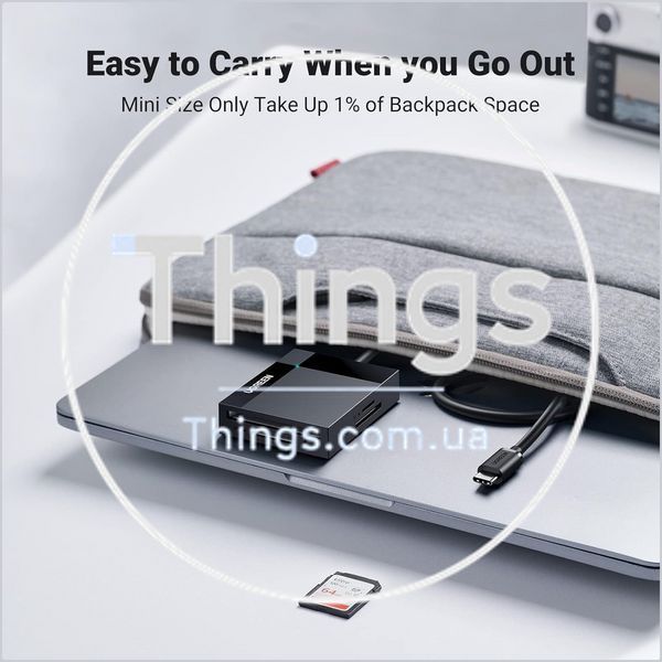 Кардридер UGREEN (30333) USB 3.0 4-в-1 - SD / microSD (TF) / CF / MS, до 5 Гбит/с, черный K1-000792 фото