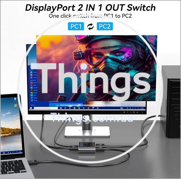 Переключатель DisplayPort XPTSFDU DP1.4 2IN1 Switcher 2&rarr;1, 8K@60Hz, 4K@144Hz, 32.4Gbps, USB питания K1-000822 фото