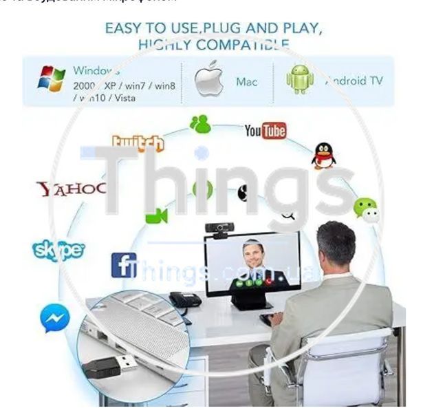USB веб камера Neefeaer W6 с 1080p HD качеством и встроенным микрофоном + штатив K1-000235 фото