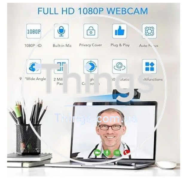 USB веб камера Neefeaer W6 с 1080p HD качеством и встроенным микрофоном + штатив K1-000235 фото