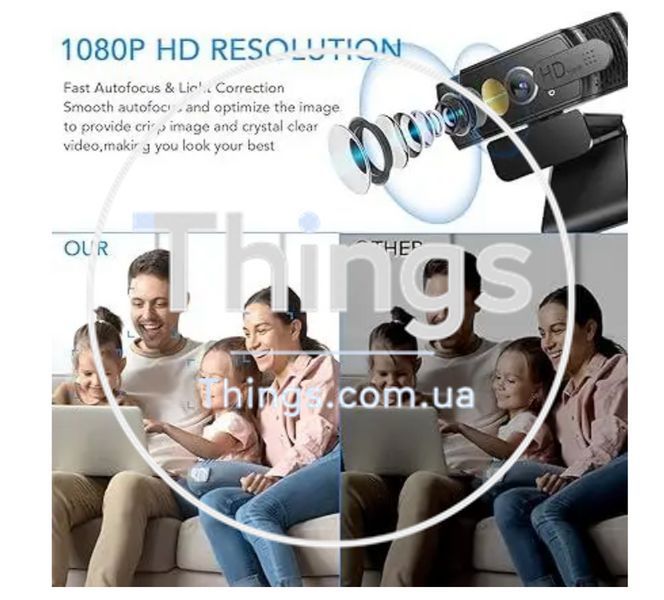 USB веб камера Neefeaer W6 с 1080p HD качеством и встроенным микрофоном + штатив K1-000235 фото