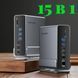 Док-станція Хаб Концентратор Vention 15 в 1 USB3.2 Type-C до DP HDMIx2 USB3.2 RJ45 SD TF 3.5mm PD MST SST K1-000522 фото 1