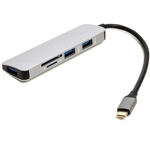Перехідник PowerPlant USB Type-C - 3*USB 3.0 Ports + TF/SD Card Reader CA912100 фото