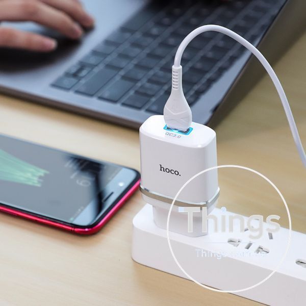 Home Charger | 18W | QC3.0 | Micro Cable (1m) &mdash; Hoco C12Q &mdash; Black К2-000068613 фото