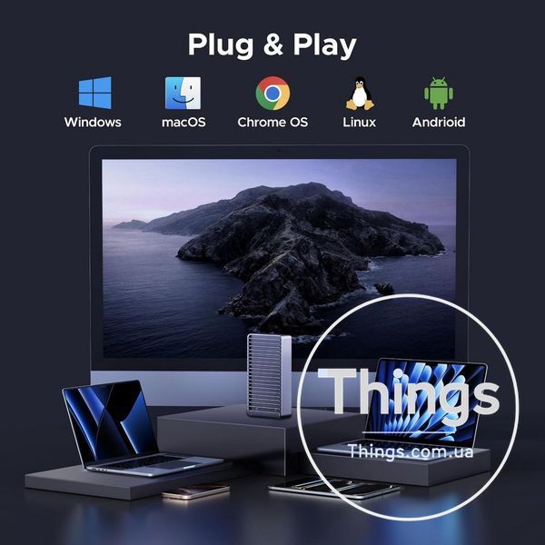 Зовнішній алюмінієвий корпус для SSD UGREEN (55316) M.2 NVMe 40Gbps USB 3.2 Thunderbolt сумісний із Mac та PC K1-000720 фото