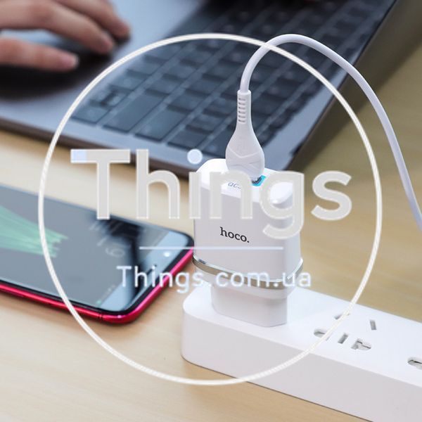 Home Charger | 18W | QC3.0 | Micro Cable (1m) &mdash; Hoco C12Q &mdash; Black К2-000068613 фото