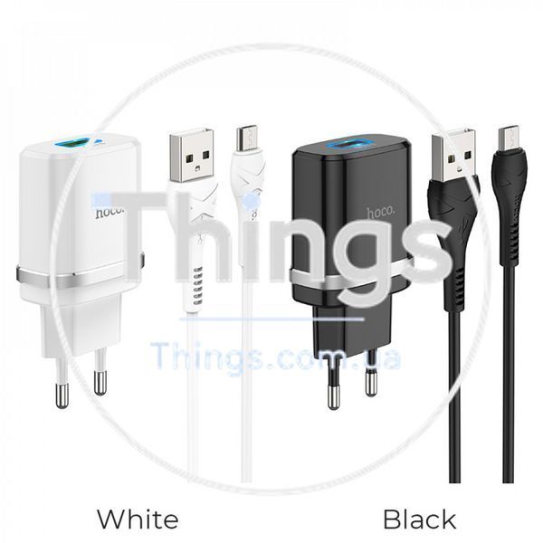 Home Charger | 18W | QC3.0 | Micro Cable (1m) &mdash; Hoco C12Q &mdash; Black К2-000068613 фото