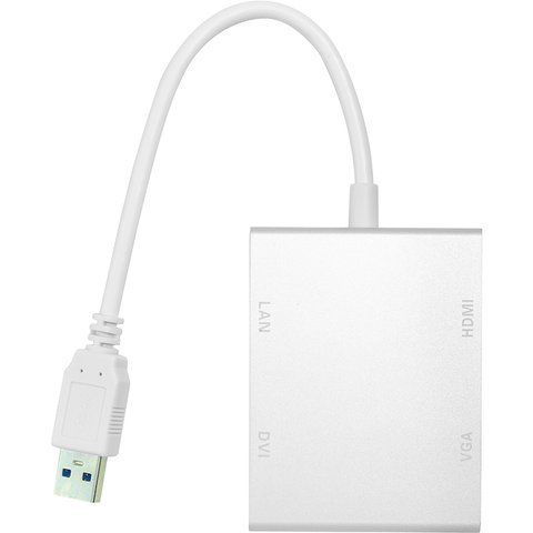 Перехідник PowerPlant USB 3.0 - HDMI, DVI, VGA, RJ45 Gigabit Ethernet CA912087 фото