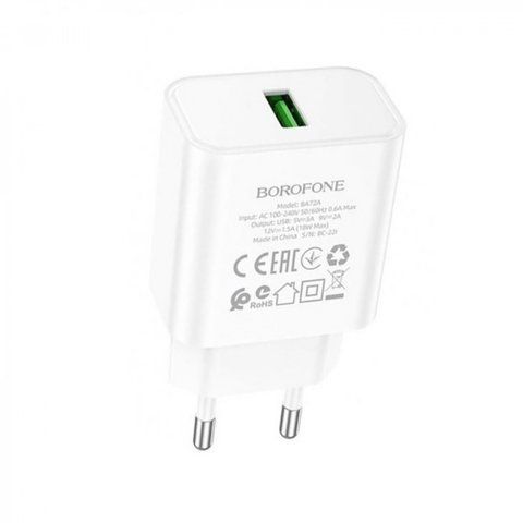 Home Charger | 18W | QC3.0 &mdash; Borofone BA72A &mdash; White K2-000073652 фото