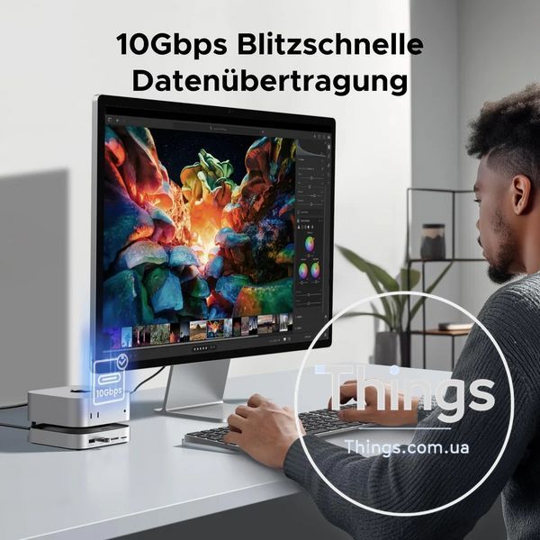 Док-станція UGREEN CM841 (65488) для MacMiniM4 з 2xUSB-C to DP1.4 4K240Hz 4xUSB-A 3.2 10Gbps USB-C 3.2 10Gbps SD TF M.2 Nvme10Gbps K1-000518 фото