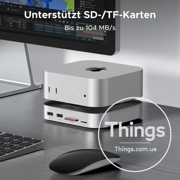 Док-станція UGREEN CM841 (65488) для MacMiniM4 з 2xUSB-C to DP1.4 4K240Hz 4xUSB-A 3.2 10Gbps USB-C 3.2 10Gbps SD TF M.2 Nvme10Gbps K1-000518 фото