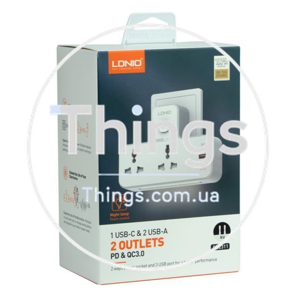 Мережевий Перехідник із Нічником LDNIO SC2311 1 Type-C PD/ 2 USB QC/ 2 PSocket/ Led lamp Од1-00036739 фото
