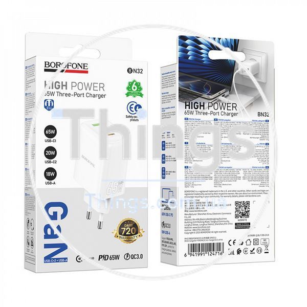 Home Charger 65W 2PD 1U Borofone BN32 K2-000082102 фото