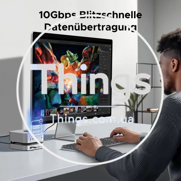 Док-станция UGREEN CM841 (65488) для MacMiniM4 с 2xUSB-C to DP1.4 4K240Hz 4xUSB-A 3.2 10Gbps USB-C 3.2 10Gbps SD TF M.2 Nvme10Gbps K1-000518 фото