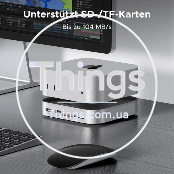 Док-станция UGREEN CM841 (65488) для MacMiniM4 с 2xUSB-C to DP1.4 4K240Hz 4xUSB-A 3.2 10Gbps USB-C 3.2 10Gbps SD TF M.2 Nvme10Gbps K1-000518 фото