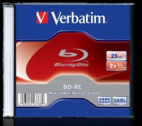 Диск Blu-ray Verbatim BD-RE 25GB 2x 1шт, перезаписувальний до 1000 циклів, SERL, HardCoat, архів 100 років K1-000857 фото