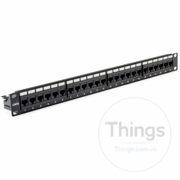 Патч-панель 19" 24xRJ-45 UTP, кат. 6, dual type, із заднім організатором, EPNew CM-632 фото