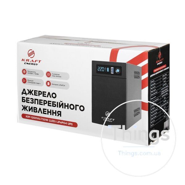 Джерело безперебійного живлення Kraft KRF-1200VA/720W(LED)LiFePO4 UPS K3-42-00166 фото