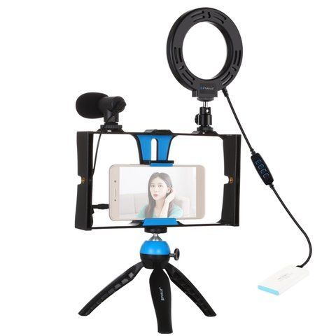 Комплект блогера Puluz PKT3025L 4в1 (кільцеве світло, кріплення, тримач для телефону, мікрофон) РР-PKT3025L фото