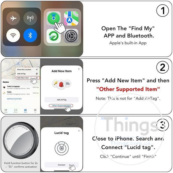 Трекер Tukio TX02 Lucid, Bluetooth для ключів і речей, чорний, сумісний з Apple Find My, IP67, CR2032, 80&ndash;100 dB K1-000840 фото