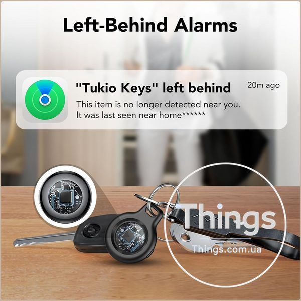 Трекер Tukio TX02 Lucid, Bluetooth для ключів і речей, чорний, сумісний з Apple Find My, IP67, CR2032, 80&ndash;100 dB K1-000840 фото
