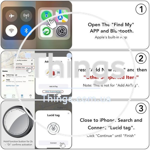Трекер Tukio TX02 Lucid, Bluetooth для ключей и вещей, черный, совместимый с Apple Find My, IP67, CR2032, 80-100 dB K1-000840 фото