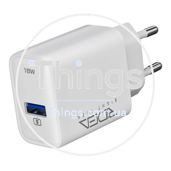 Мережевий Зарядний Пристрій Ridea RW-18120 Rapid 1USB QC 18W Од1-00046157 фото