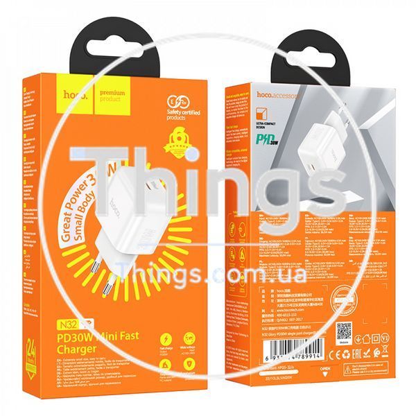 Home Charger 30W PD Hoco N32 Glory &mdash; white К2-000077495 фото