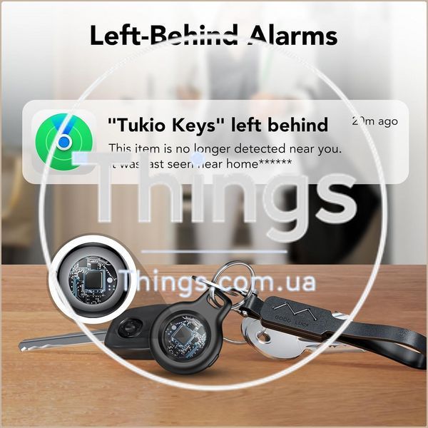 Трекер Tukio TX02 Lucid, Bluetooth для ключей и вещей, черный, совместимый с Apple Find My, IP67, CR2032, 80-100 dB K1-000840 фото