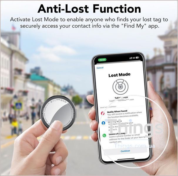 Трекер Tukio TX02 Lucid, Bluetooth для ключів і речей, чорний, сумісний з Apple Find My, IP67, CR2032, 80&ndash;100 dB K1-000840 фото