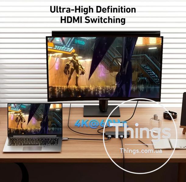 HDMI перемикач BENFEI з 4 входами 1 виходом підтримка 4K60 Гц 2K144 Гц HDCP 2.3 адаптивний еквалайзер K1-000648 фото