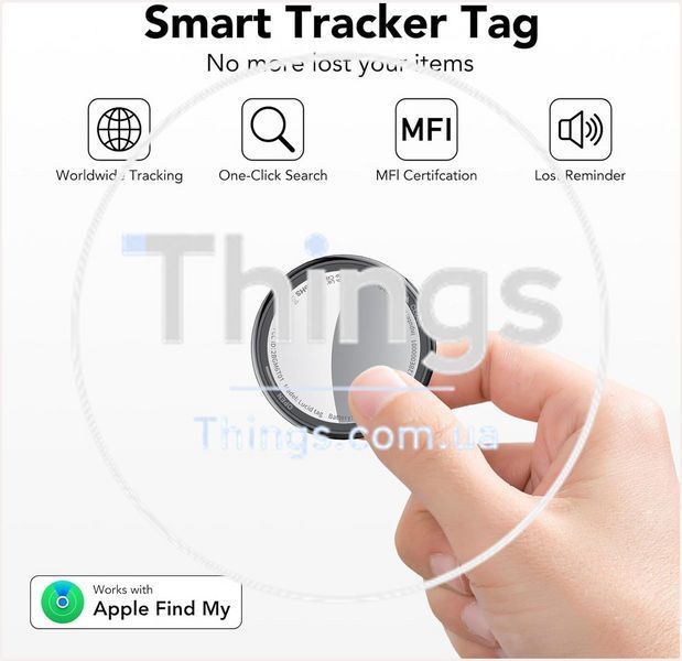 Трекер Tukio TX02 Lucid, Bluetooth для ключей и вещей, черный, совместимый с Apple Find My, IP67, CR2032, 80-100 dB K1-000840 фото
