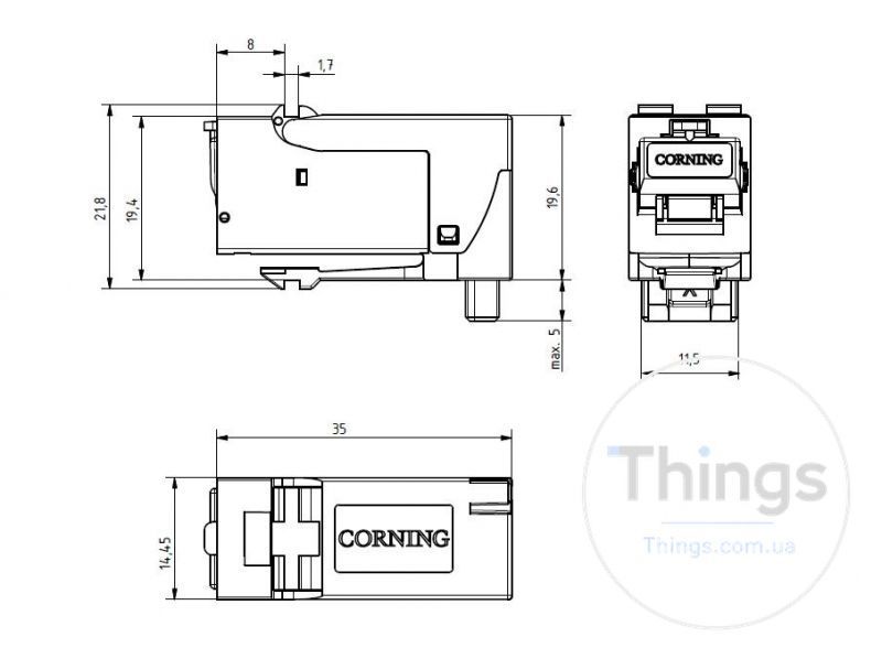 Модуль екранований Everon xs500 KeyStone, 1xRJ45, AWG 22-24, кат. 6a, Corning CM-626 фото