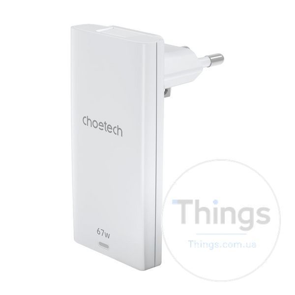 Мережевий зарядний пристрій Choetech PD6011 Ultra thin PD67W GAN A+C White K3-43-00155 фото