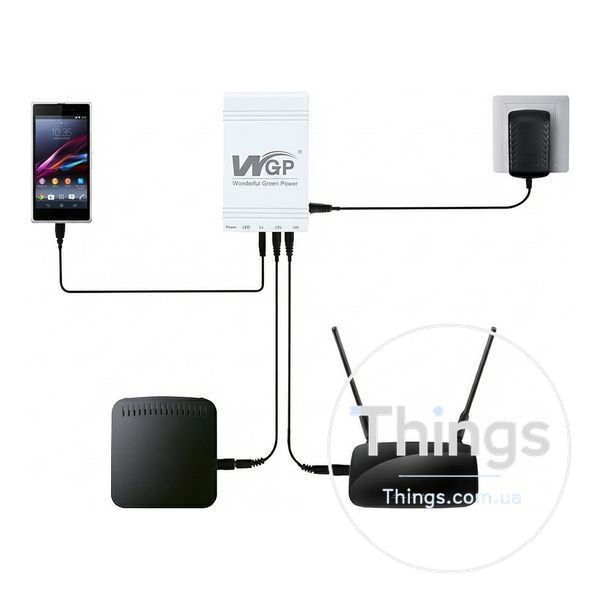 Джерело безперебійного живлення Mini UPS WGP UPS103C 16000mAh 5V/12V/12V, Li-ion 4*4Ah, для роутера та оптичного терміналу K3-42-00248 фото