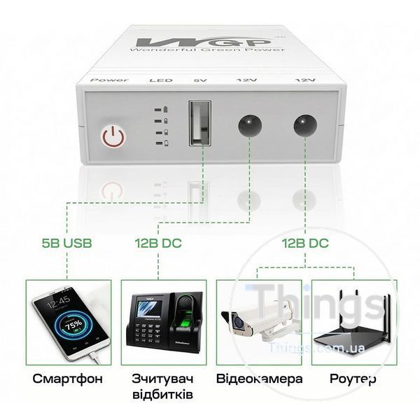 Джерело безперебійного живлення Mini UPS WGP UPS103C 16000mAh 5V/12V/12V, Li-ion 4*4Ah, для роутера та оптичного терміналу K3-42-00248 фото