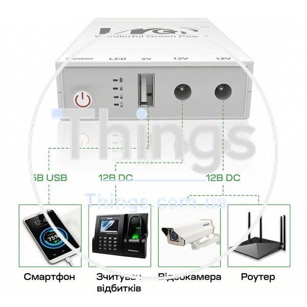Джерело безперебійного живлення Mini UPS WGP UPS103C 16000mAh 5V/12V/12V, Li-ion 4*4Ah, для роутера та оптичного терміналу K3-42-00248 фото
