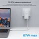 Мережевий зарядний пристрій Choetech PD6011 Ultra thin PD67W GAN A+C White K3-43-00155 фото 6