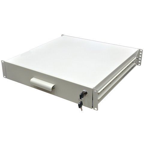 Скринька висувна для документів 19" з замком, 2U 450 глибина, сірий CM-1256 фото