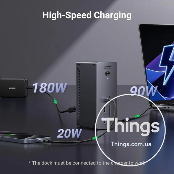 Концентратор Док-станція 13 in 1 UGREEN U710 Thunderbolt 4 док-станція 40 Гбіт/с 4K 8K зарядка 90 Вт для ноутбука MacBook Windows K1-000512 фото