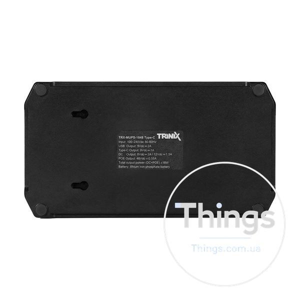Джерело безперебійного живлення DC UPS Trinix TRX-MUPS-1848 Type-C (24000mAh LiFePo4) 5V/9V/12V/48V/PoE, LiFePo4 4*6Ah, для роутера і медіаконвертера K3-42-00173 фото