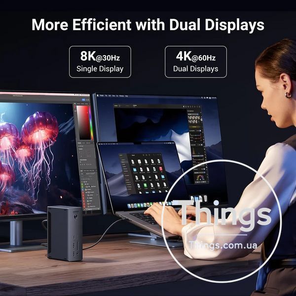 Концентратор Док-станція 13 in 1 UGREEN U710 Thunderbolt 4 док-станція 40 Гбіт/с 4K 8K зарядка 90 Вт для ноутбука MacBook Windows K1-000512 фото