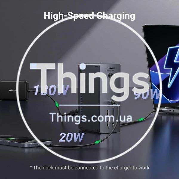 Концентратор Док-станция 13 in 1 UGREEN U710 Thunderbolt 4 док-станция 40 Гбит/с 4K 8K зарядка 90 Вт для ноутбука MacBook Windows K1-000512 фото